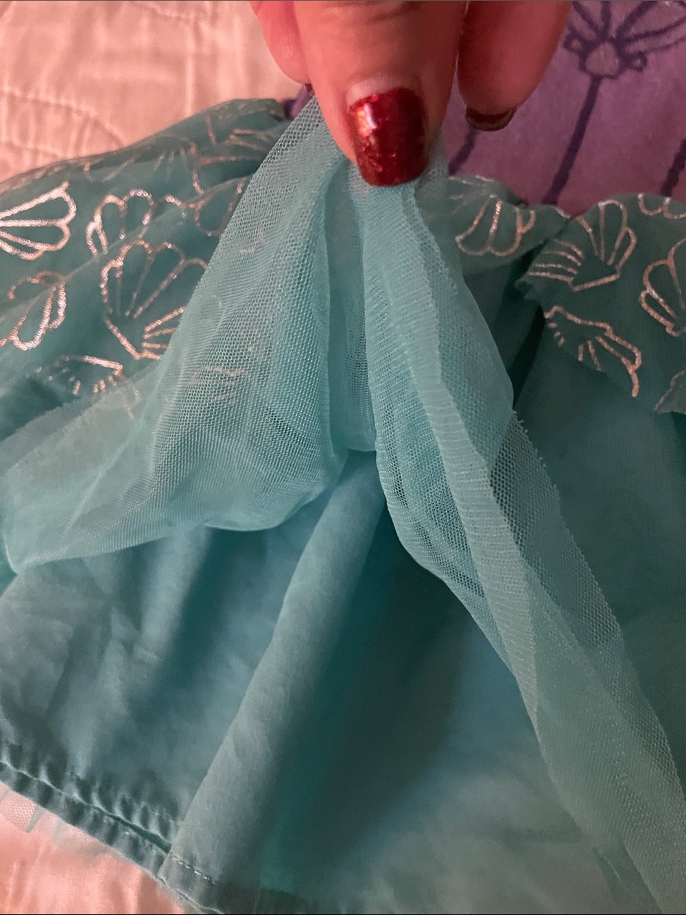 Ariel Princess 4T Disney Girls Purple & Teal Mermaid Shell Dress Costume - Picture 6 of 7